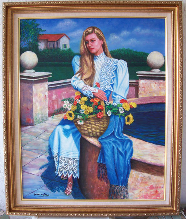 Lady with Flower Basket